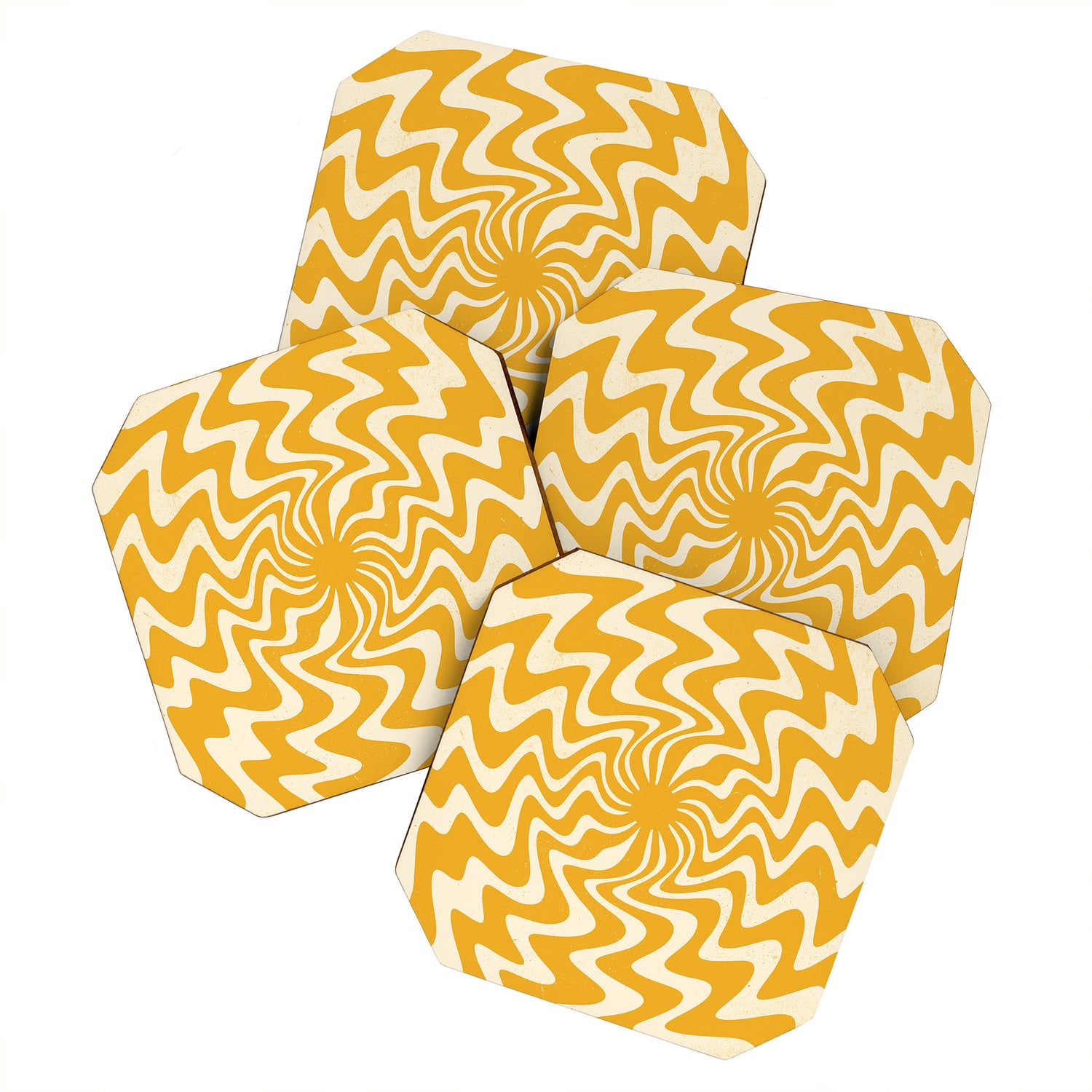 Retro 70s Swirl Spiral Banana Yellow Groovie  Coaster Gallery Image 1