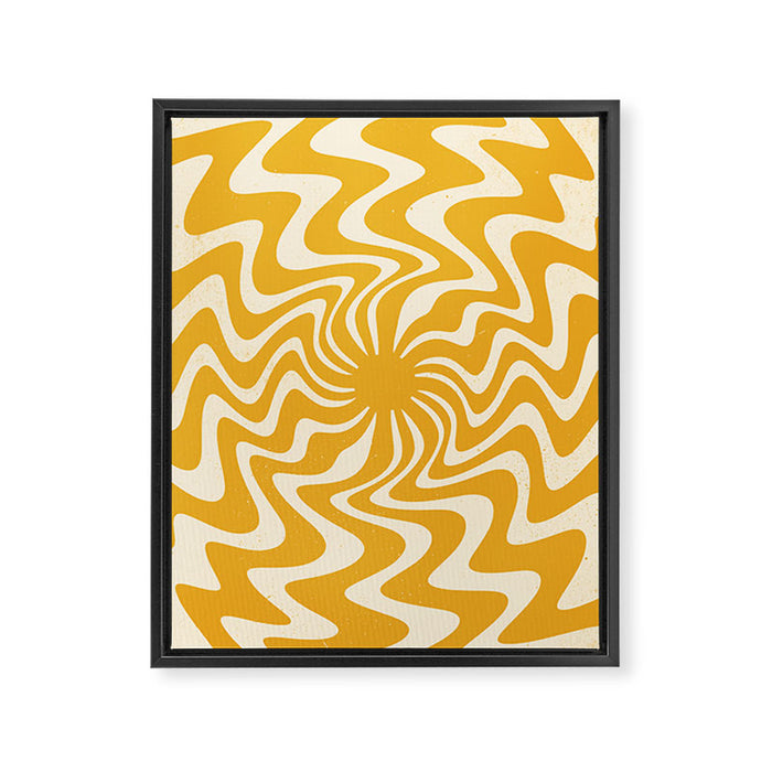 Retro 70s Swirl Spiral Banana Yellow Groovie  Framed Canvas Print Gallery Image 1