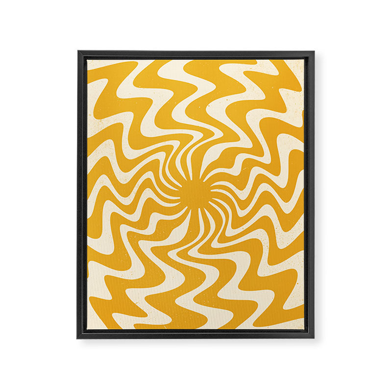 Retro 70s Swirl Spiral Banana Yellow Groovie  Framed Canvas Print Gallery Image 8