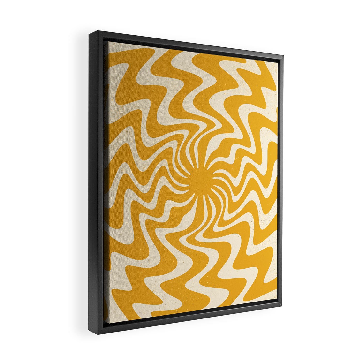 Retro 70s Swirl Spiral Banana Yellow Groovie  Framed Canvas Print Gallery Image 2