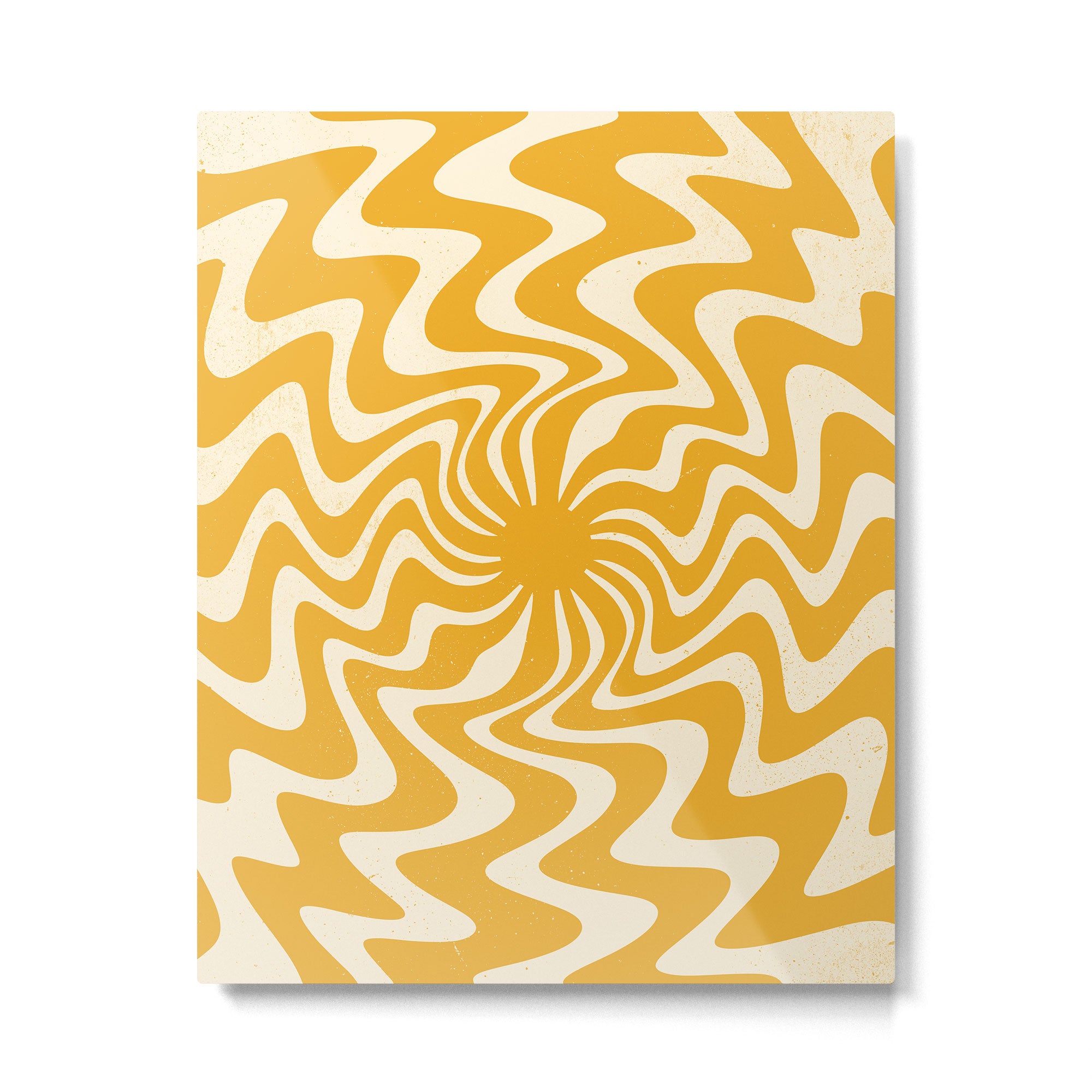 Retro 70s Swirl Spiral Banana Yellow Groovie  Metal Print Gallery Image 6