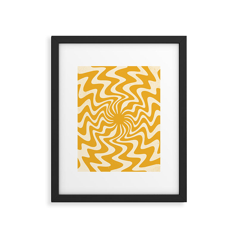 Retro 70s Swirl Spiral Banana Yellow Groovie  Framed Art Print Gallery Image 6