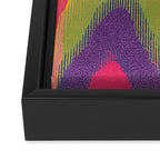 Retro Glitch Wavy Abstract Pattern in Neon Rainbow Framed Canvas Print Gallery Image 3