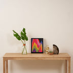 Retro Glitch Wavy Abstract Pattern in Neon Rainbow Framed Canvas Print Gallery Image 4