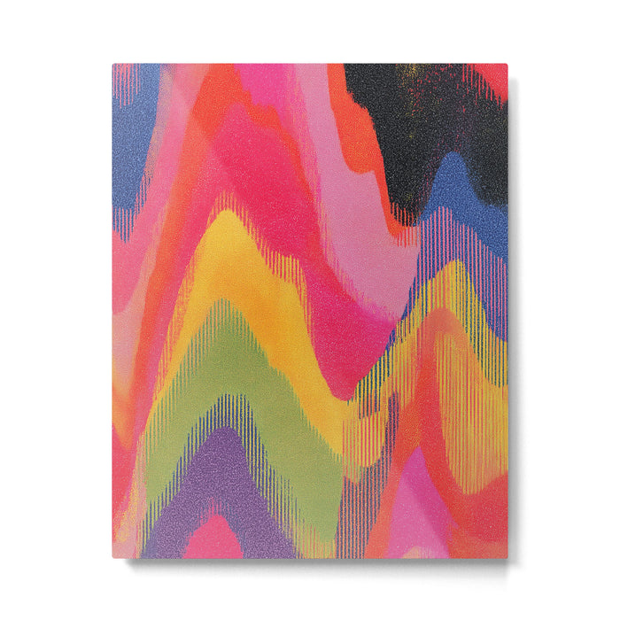 Retro Glitch Wavy Abstract Pattern in Neon Rainbow Metal Print Gallery Image 1