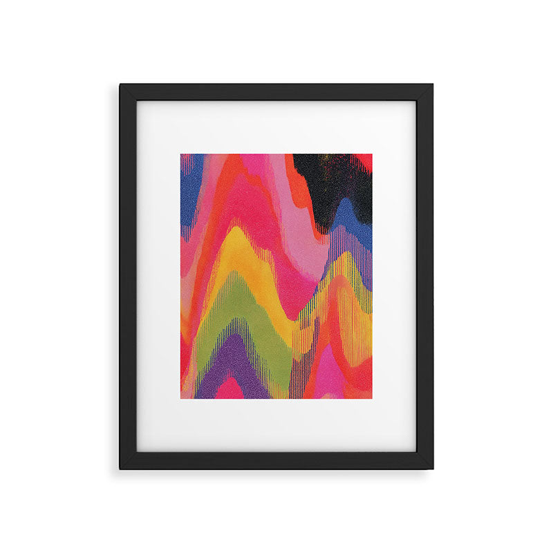 Retro Glitch Wavy Abstract Pattern in Neon Rainbow Framed Art Print Gallery Image 5