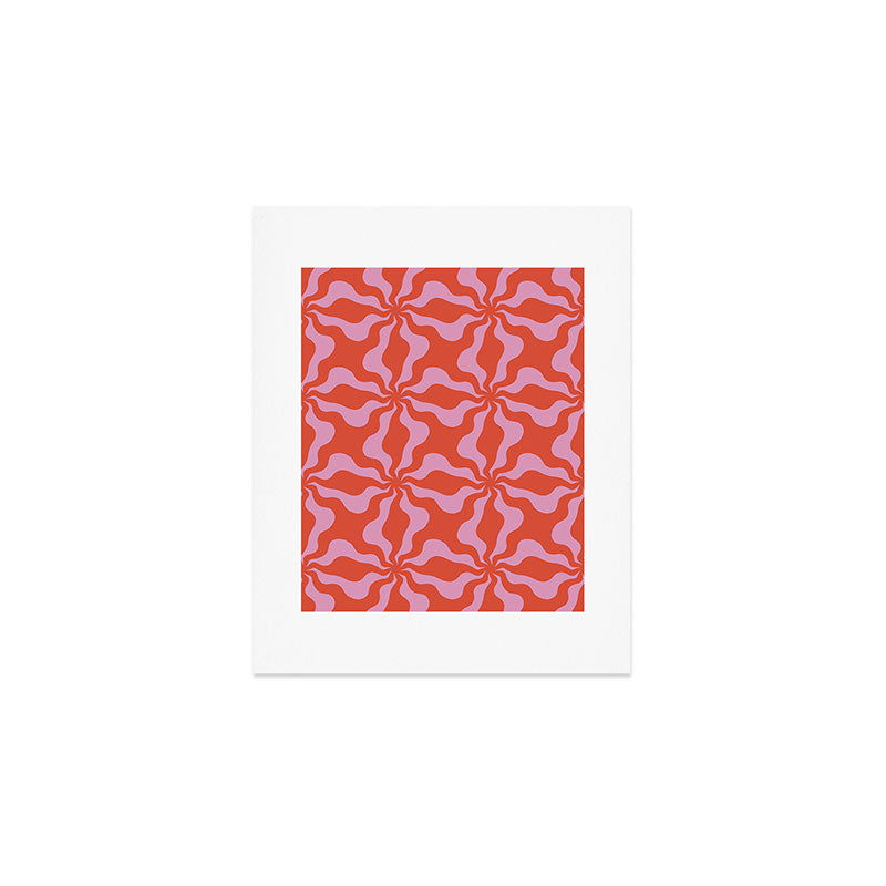 Retro Orange Pink Abstract 70s Pattern Art Print Gallery Image 1