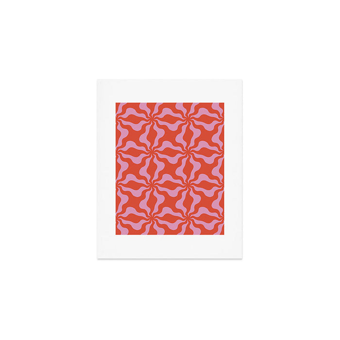 Retro Orange Pink Abstract 70s Pattern Art Print Gallery Image 1