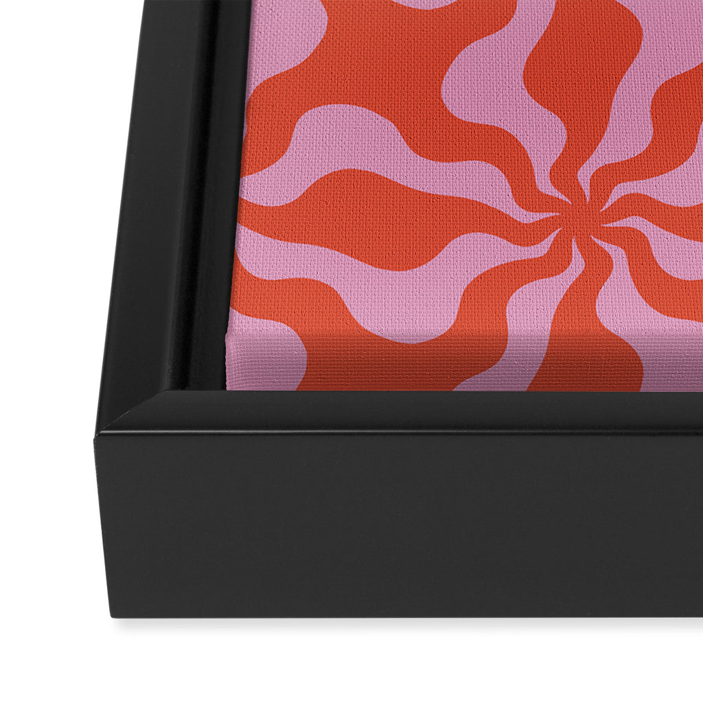 Retro Orange Pink Abstract 70s Pattern Framed Canvas Print Gallery Image 3
