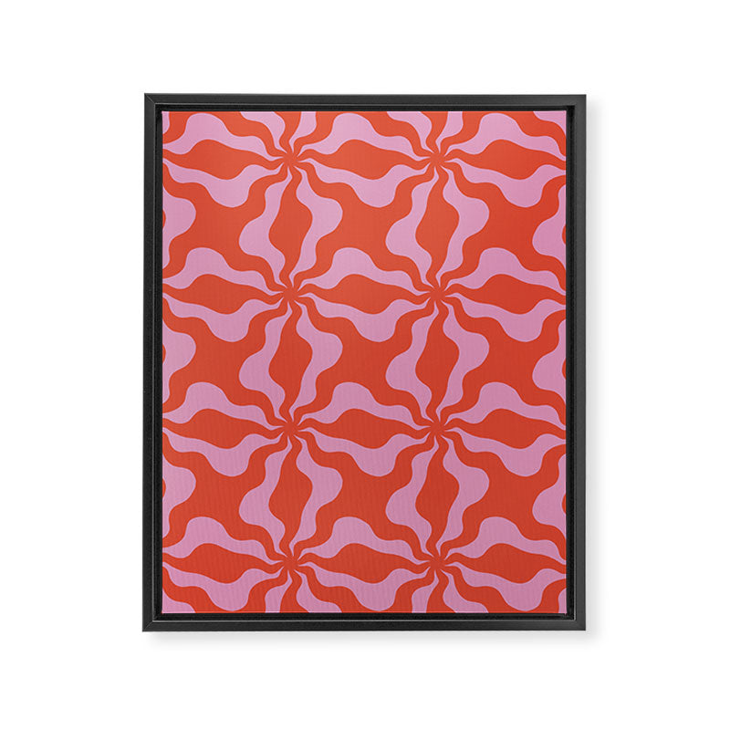 Retro Orange Pink Abstract 70s Pattern Framed Canvas Print Gallery Image 8