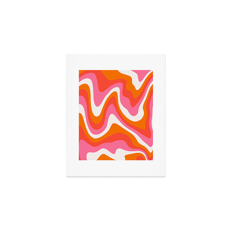 Retro Pink and Orange 70s Abstract Art Print Gallery Image 1