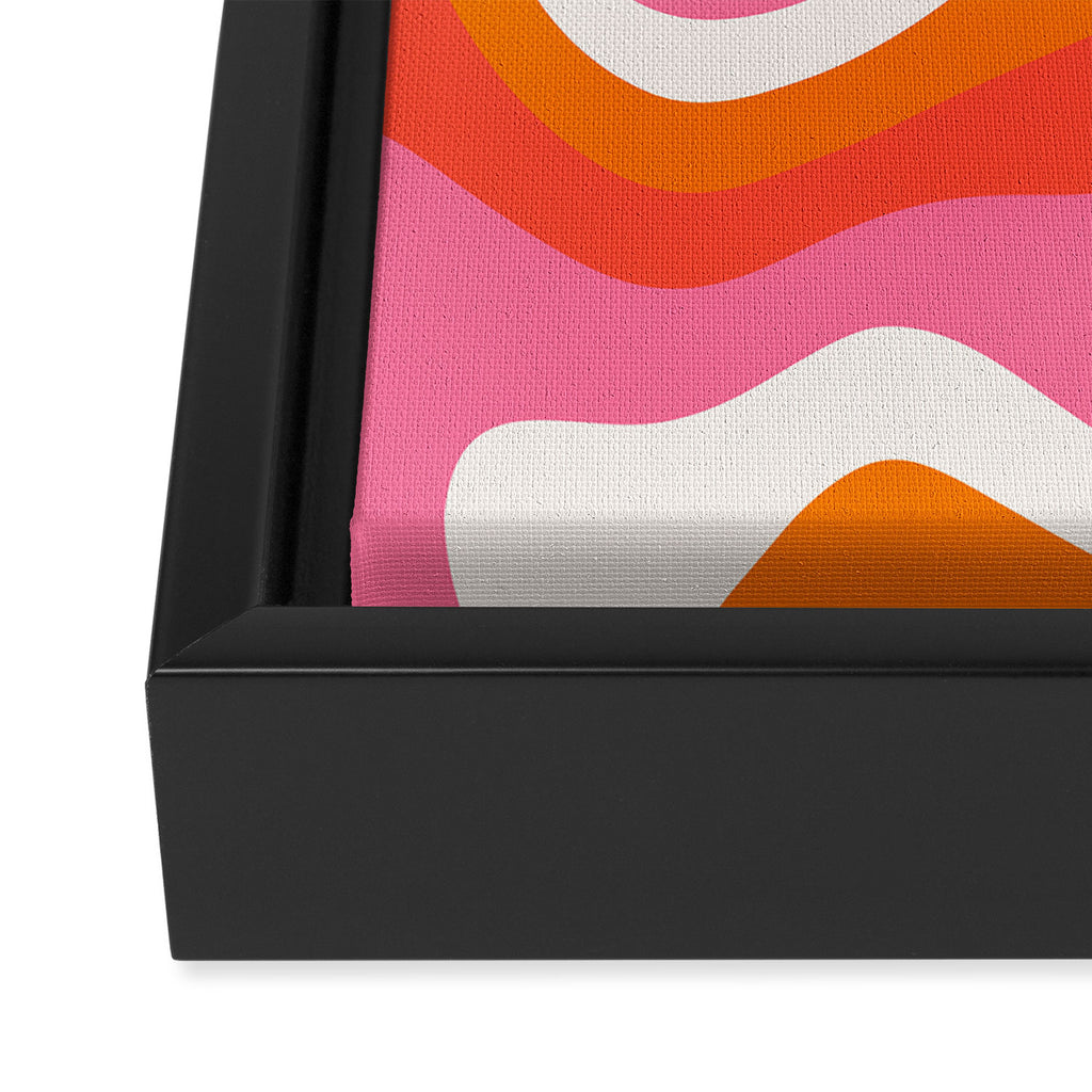 Retro Pink and Orange 70s Abstract Framed Canvas Print Gallery Image 3