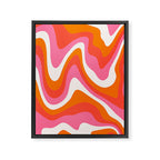 Retro Pink and Orange 70s Abstract Framed Canvas Print Gallery Image 8