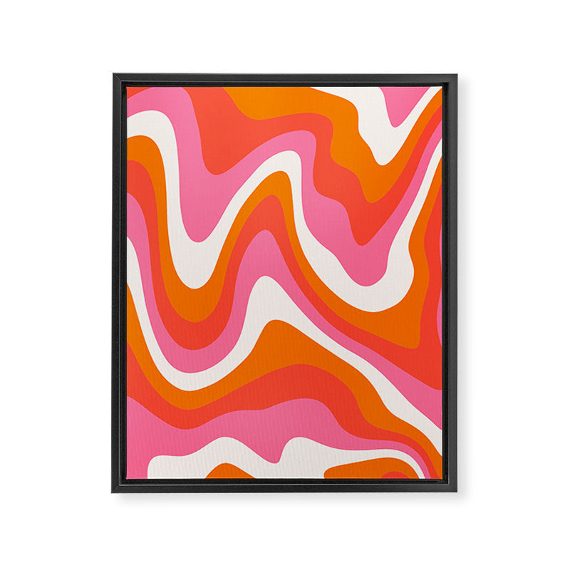Retro Pink and Orange 70s Abstract Framed Canvas Print Gallery Image 8