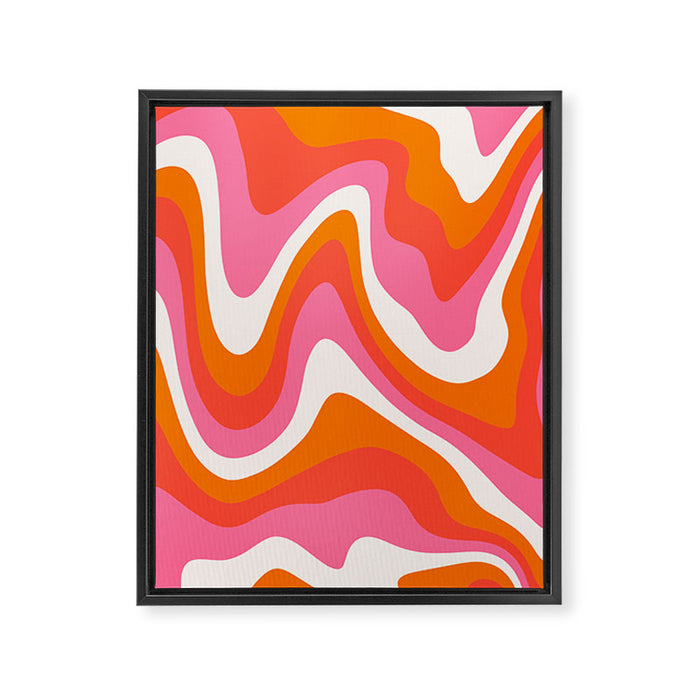 Retro Pink and Orange 70s Abstract Framed Canvas Print Gallery Image 1
