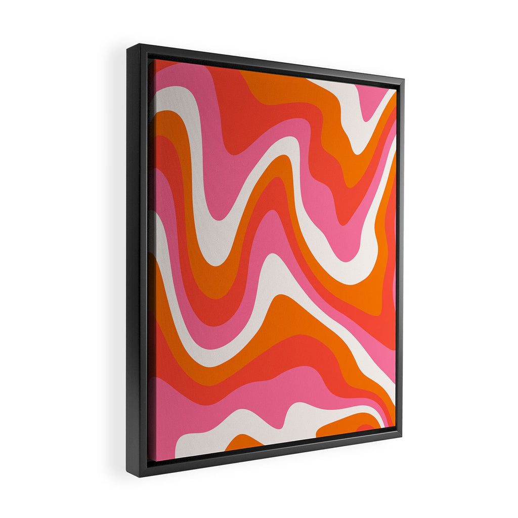 Retro Pink and Orange 70s Abstract Framed Canvas Print Gallery Image 2