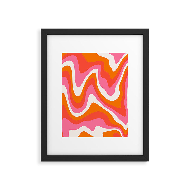 Retro Pink and Orange 70s Abstract Framed Art Print Gallery Image 6