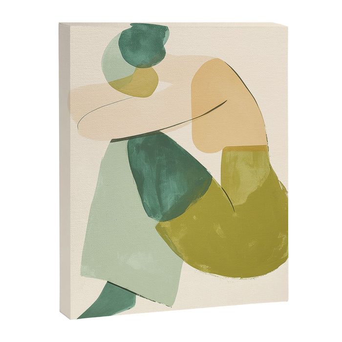 Sage Green Abstract Woman Painting Canvas Print Gallery Image 1