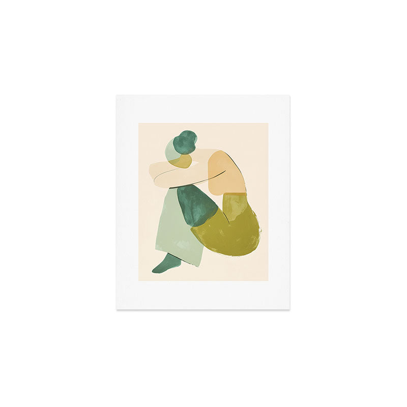 Sage Green Abstract Woman Painting Art Print Gallery Image 1