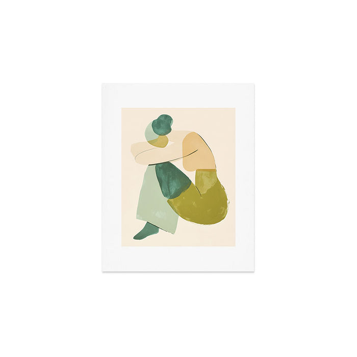 Sage Green Abstract Woman Painting Art Print Gallery Image 1