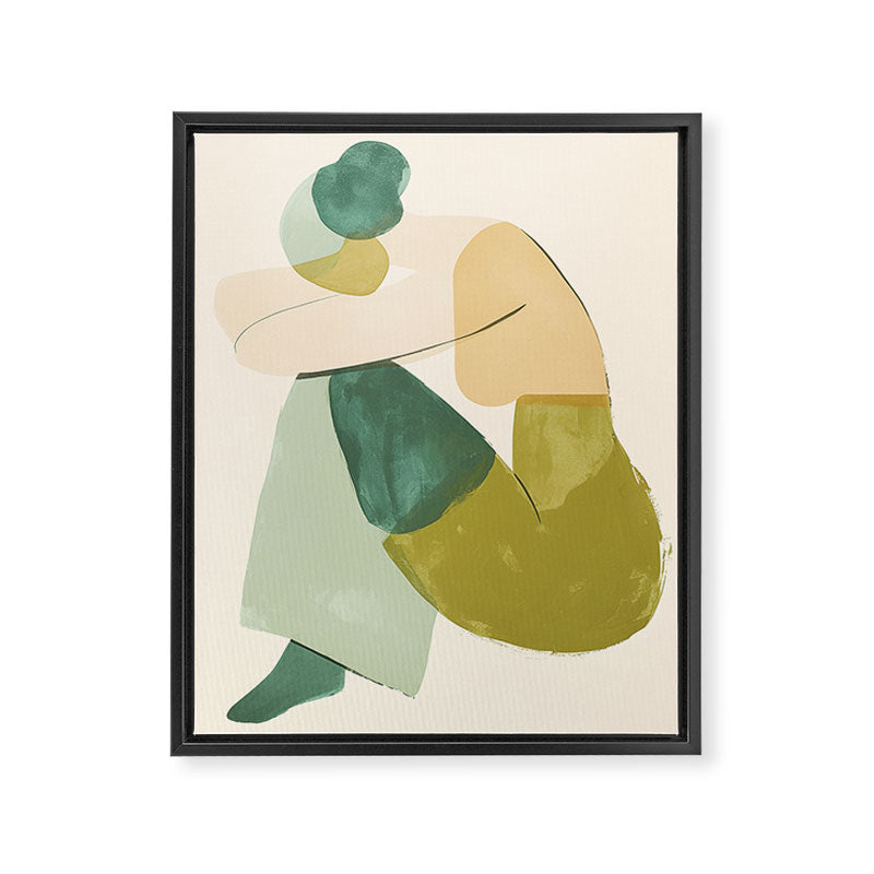 Sage Green Abstract Woman Painting Framed Canvas Print Gallery Image 6