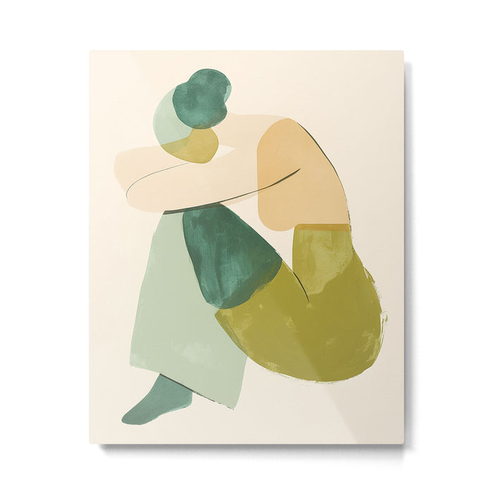 Sage Green Abstract Woman Painting Metal Print Gallery Image 1