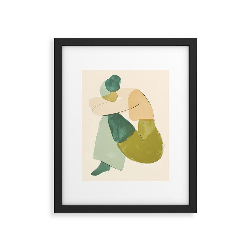 Sage Green Abstract Woman Painting Framed Art Print Gallery Image 4
