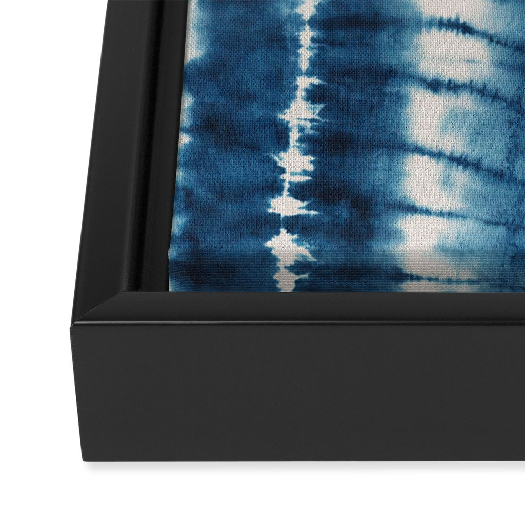 Shibori Indigo Abstract Pattern Japanese Framed Canvas Print Gallery Image 3