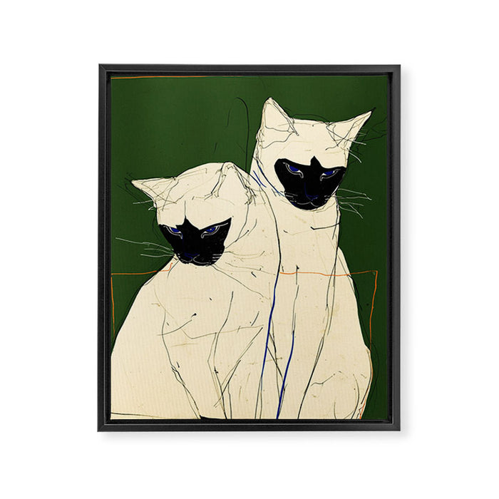Siamese Cats Modern Art Framed Canvas Print Gallery Image 1