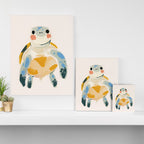 Smiling Sea Turtle Soft Pastel Nursery Animal Canvas Print Gallery Image 3