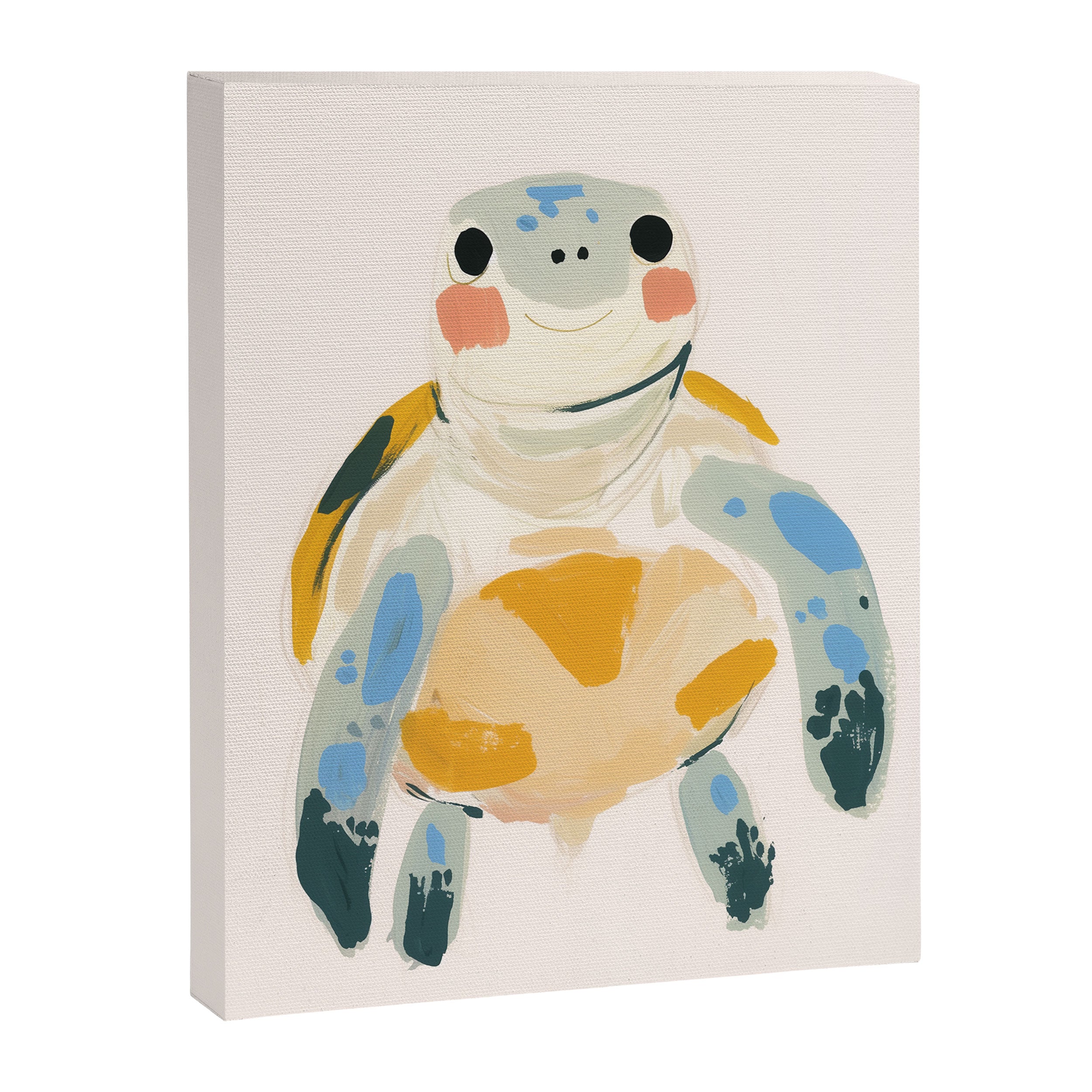 Smiling Sea Turtle Soft Pastel Nursery Animal Canvas Print Gallery Image 3