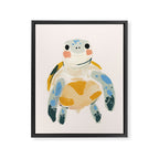 Smiling Sea Turtle Soft Pastel Nursery Animal Framed Canvas Print Gallery Image 6
