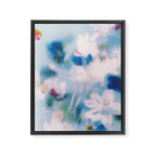 Soft Blurred Floral Abstraction in Pastel Blue and Pink Framed Canvas Print Gallery Image 6