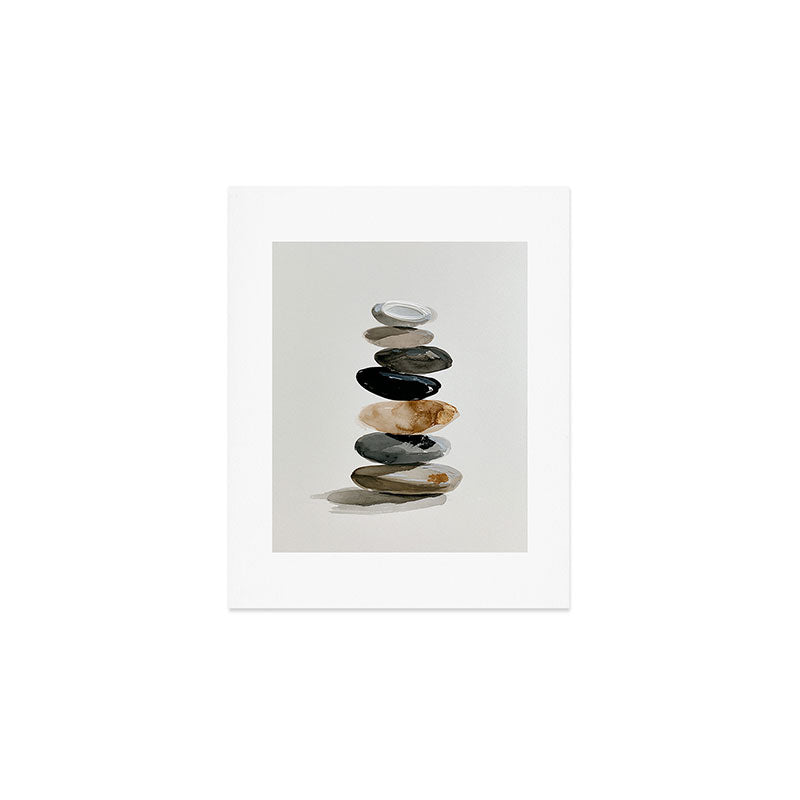Stacked Stones Zen Minimalist Neutral Design Art Print Gallery Image 1