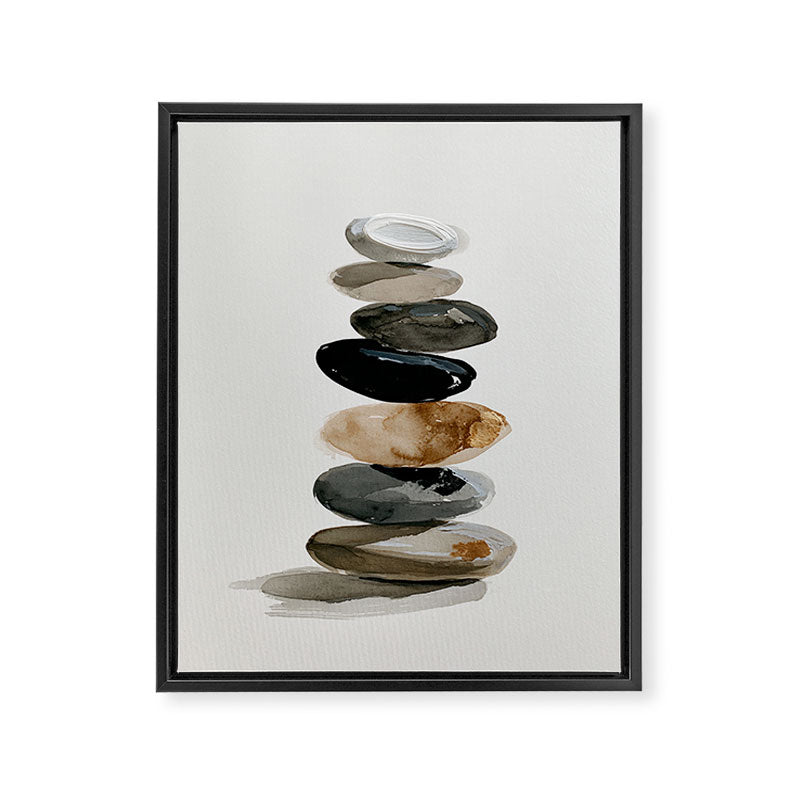 Stacked Stones Zen Minimalist Neutral Design Framed Canvas Print Gallery Image 6