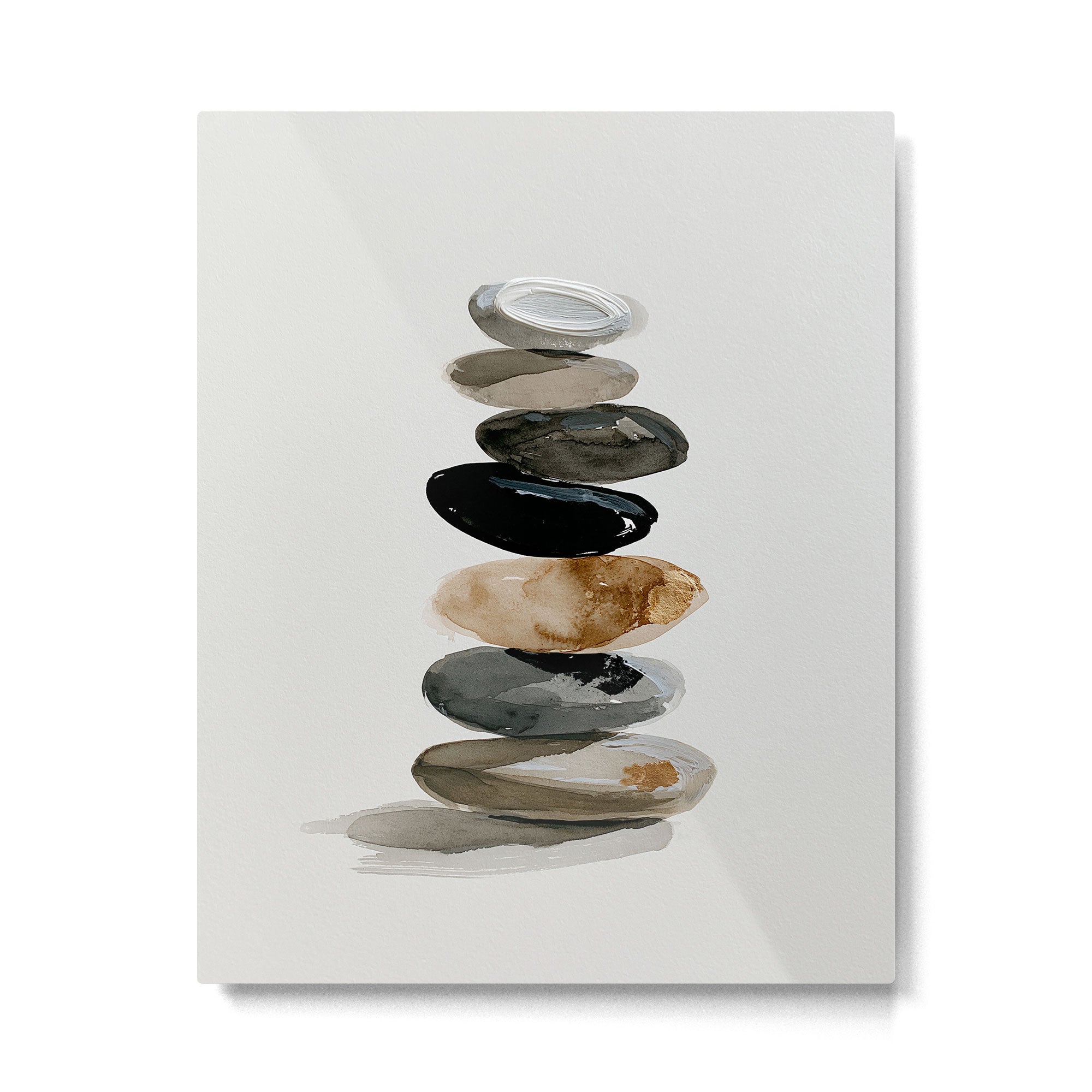 Stacked Stones Zen Minimalist Neutral Design Metal Print Gallery Image 4