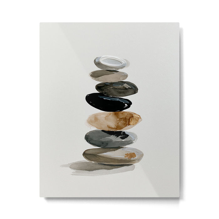 Stacked Stones Zen Minimalist Neutral Design Metal Print Gallery Image 1