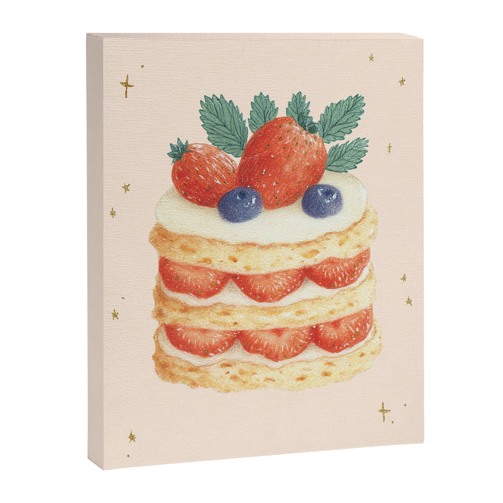 Strawberry Cake Dessert Illustration with Berries and Stars Canvas Print Gallery Image 6