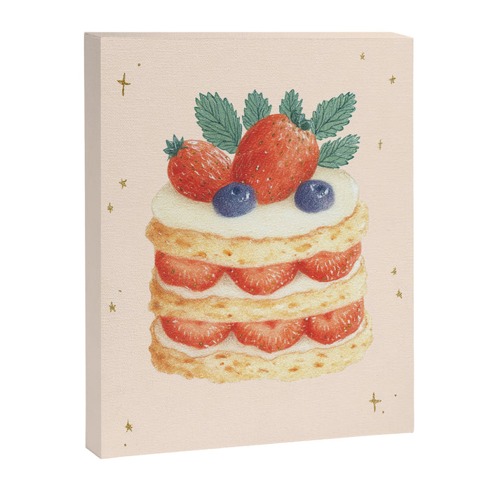 Strawberry Cake Dessert Illustration with Berries and Stars Canvas Print Gallery Image 1