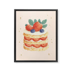 Strawberry Cake Dessert Illustration with Berries and Stars Framed Canvas Print Gallery Image 6