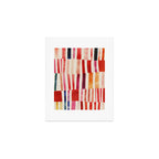 Stripe Pattern in Warm Red Pink and Ochre Art Print Gallery Image 1