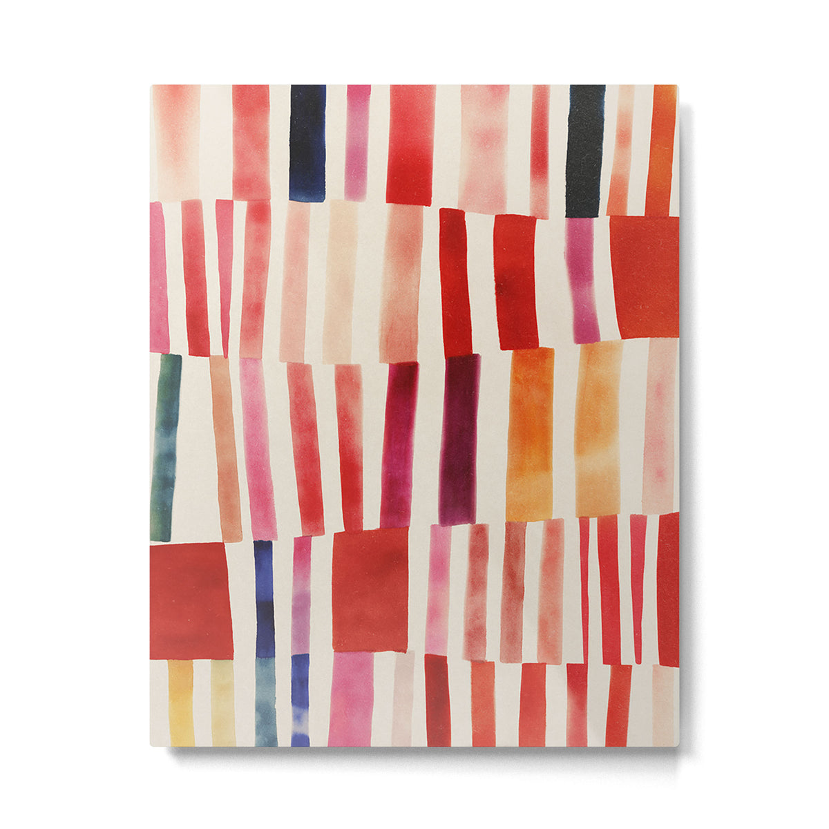 Stripe Pattern in Warm Red Pink and Ochre Metal Print Gallery Image 4