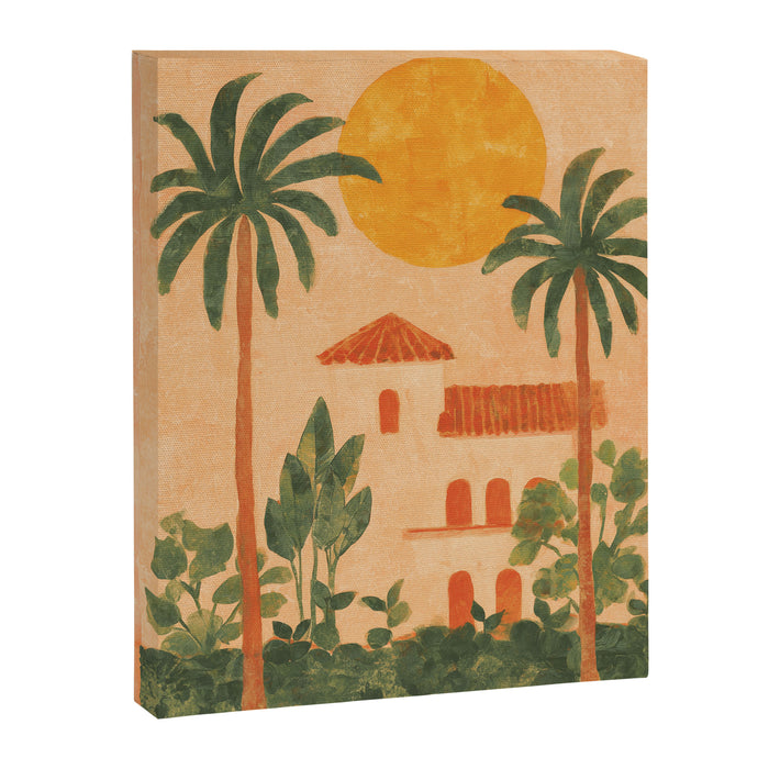 Sun Drenched Casa with Palms Mediterranean Tropical Vibes Canvas Print Gallery Image 1