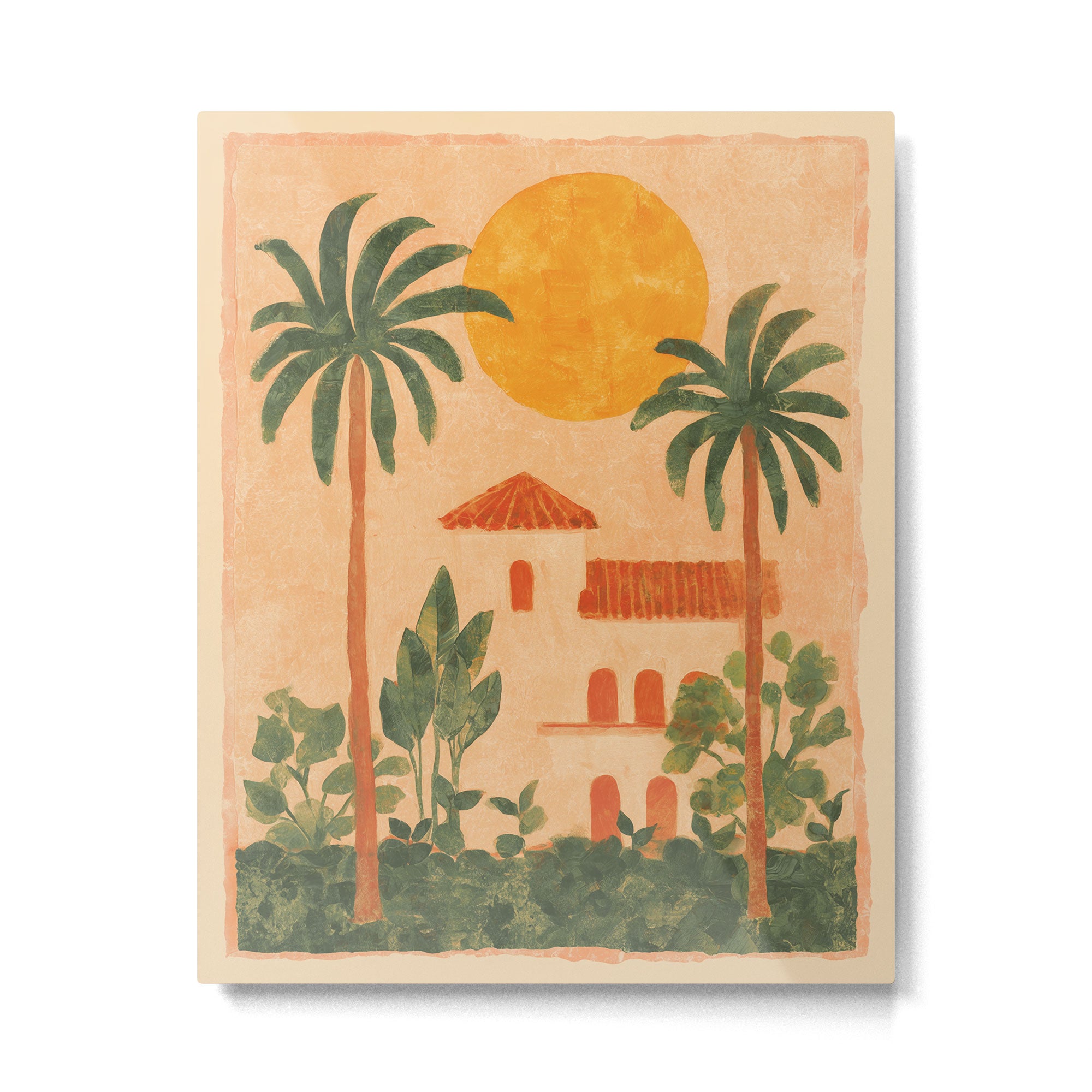 Sun Drenched Casa with Palms Mediterranean Tropical Vibes Metal Print Gallery Image 4