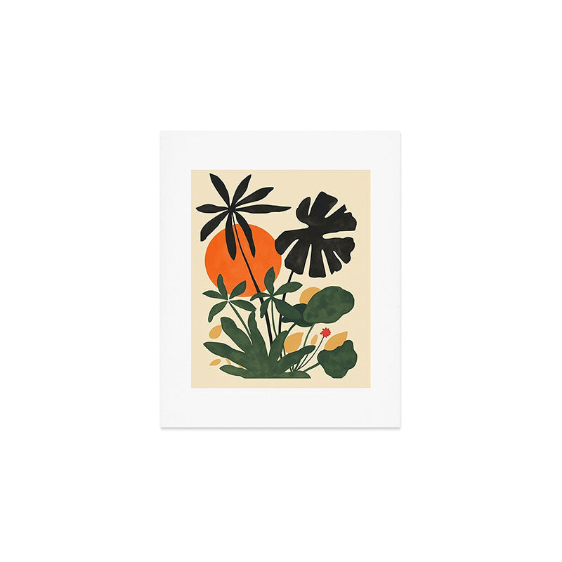 Terracotta Sun Botanical Silhouettes Art Print Gallery Image 1