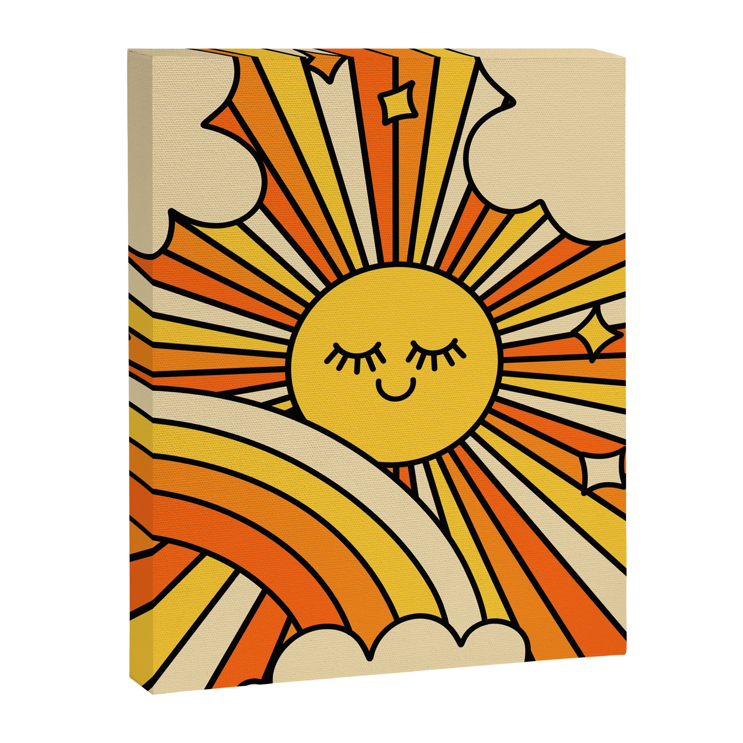 The Happiest Sun Retro Groovy 70s Orange Yellow Canvas Print Gallery Image 8