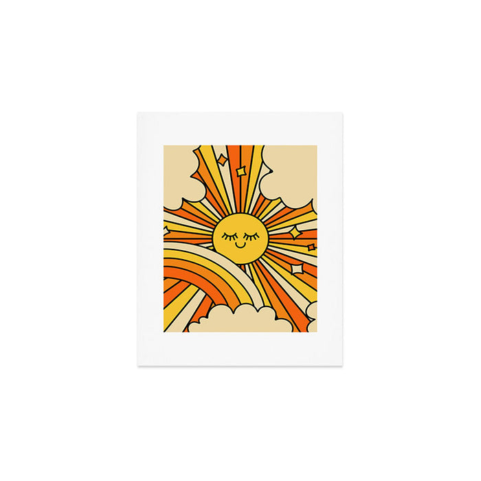 The Happiest Sun Retro Groovy 70s Orange Yellow Art Print Gallery Image 1