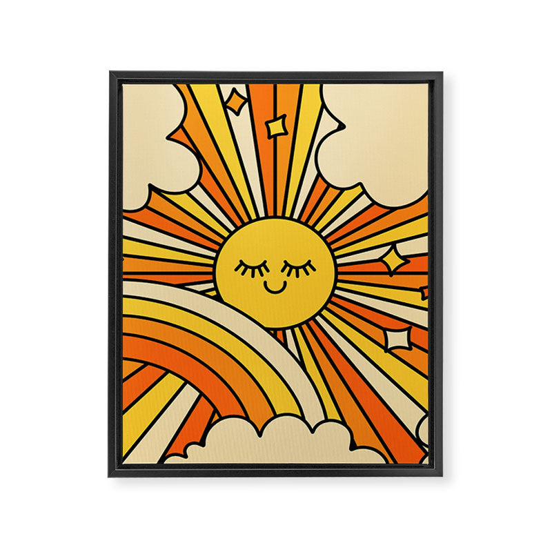 The Happiest Sun Retro Groovy 70s Orange Yellow Framed Canvas Print Gallery Image 8