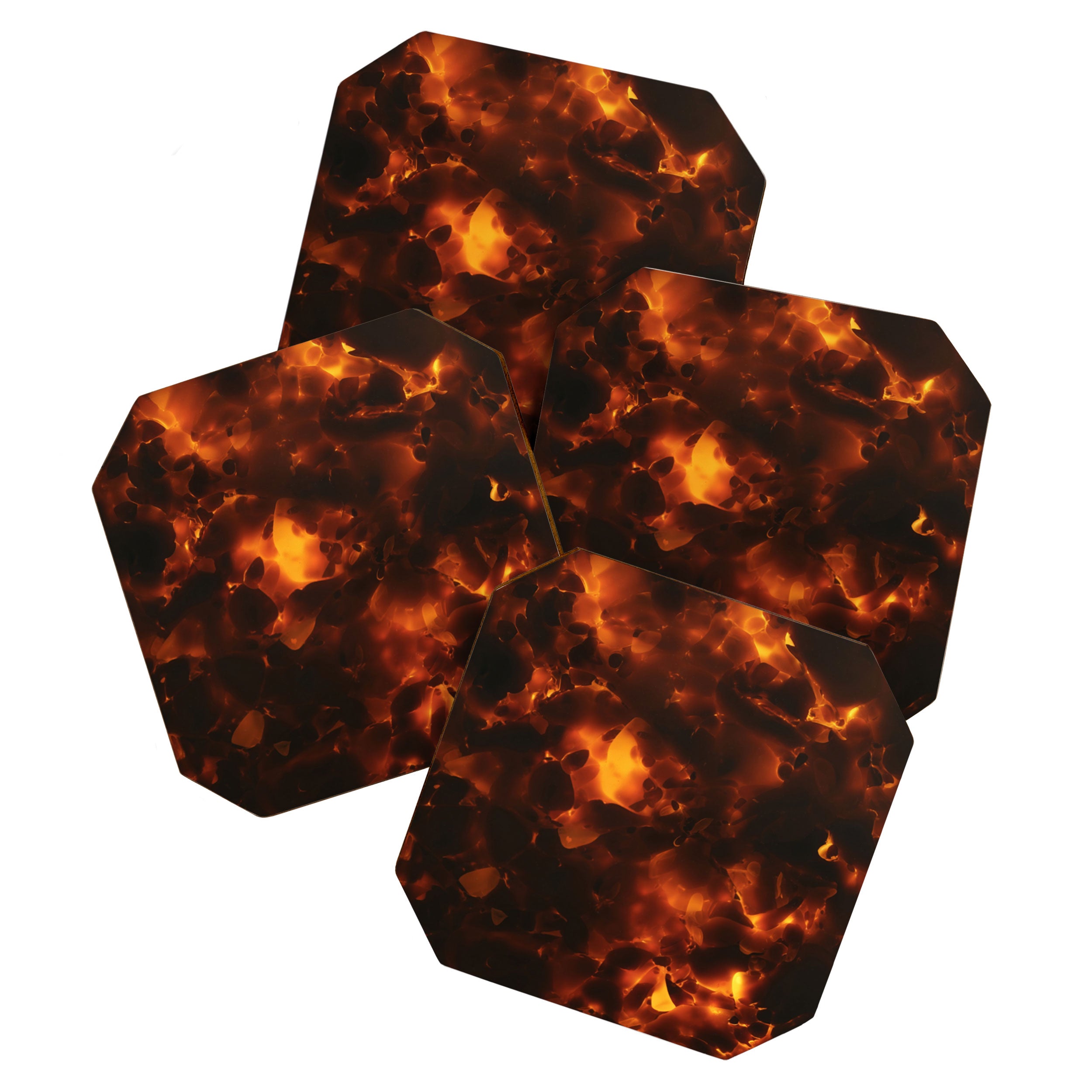 Tortoiseshell Abstract Pattern in Rich Amber and Deep Brown Coaster Gallery Image 1