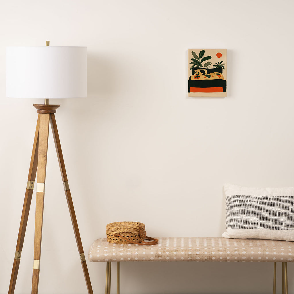 Tropical Bedside Calm Bold Sun and Plant Modern Art in Earthy Tones Canvas Print Gallery Image 2